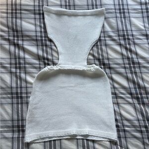 Knitted crochet white cut out dress